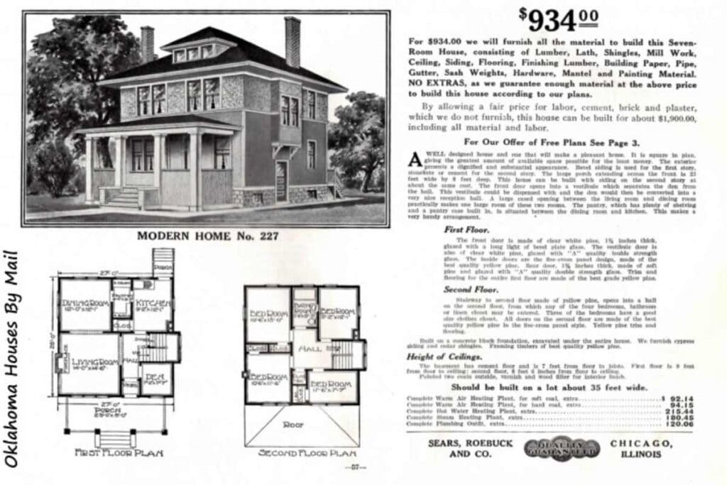 American Foursquare home plan from a Sears kit mail order house catalog