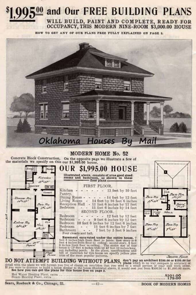 American Foursquare home plan from a Sears kit house catalog