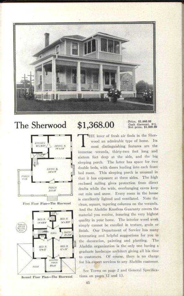 Sherwood Foursquare kit house, mail order house, Aladdin catalog, courtesy of archive.org