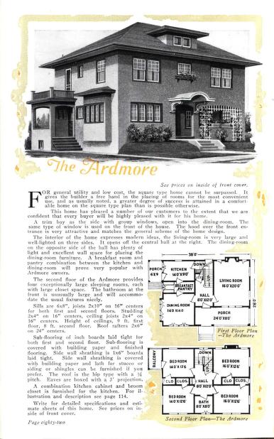 Ardmore Foursquare kit house, mail order house, Aladdin catalog, courtesy of archive.org