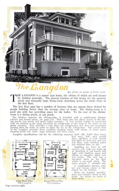 Langdon Foursquare kit house, mail order house, Aladdin catalog, courtesy of archive.org