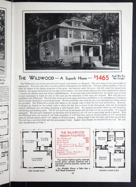 Wilwood Foursquare kit house, mail order house, Aladdin catalog, courtesy of archive.org