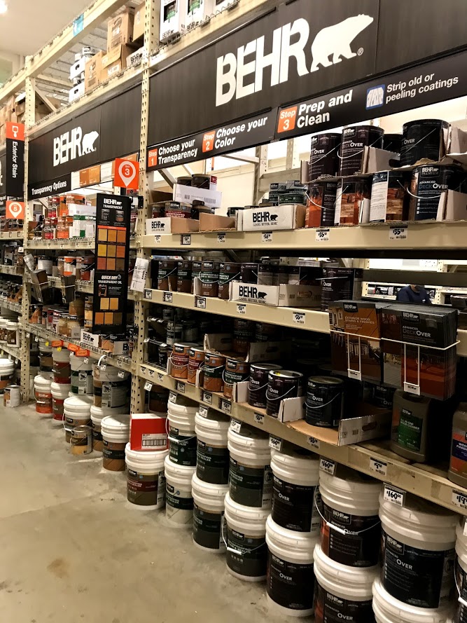 Behr deck stain aisle at Home Depot