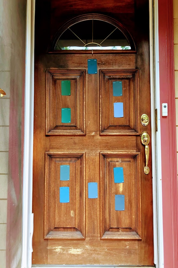 Behr paint samples on door