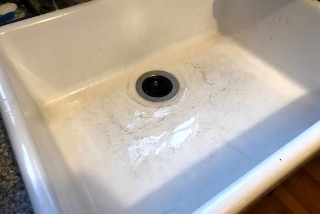 bleach stained kitchen sink