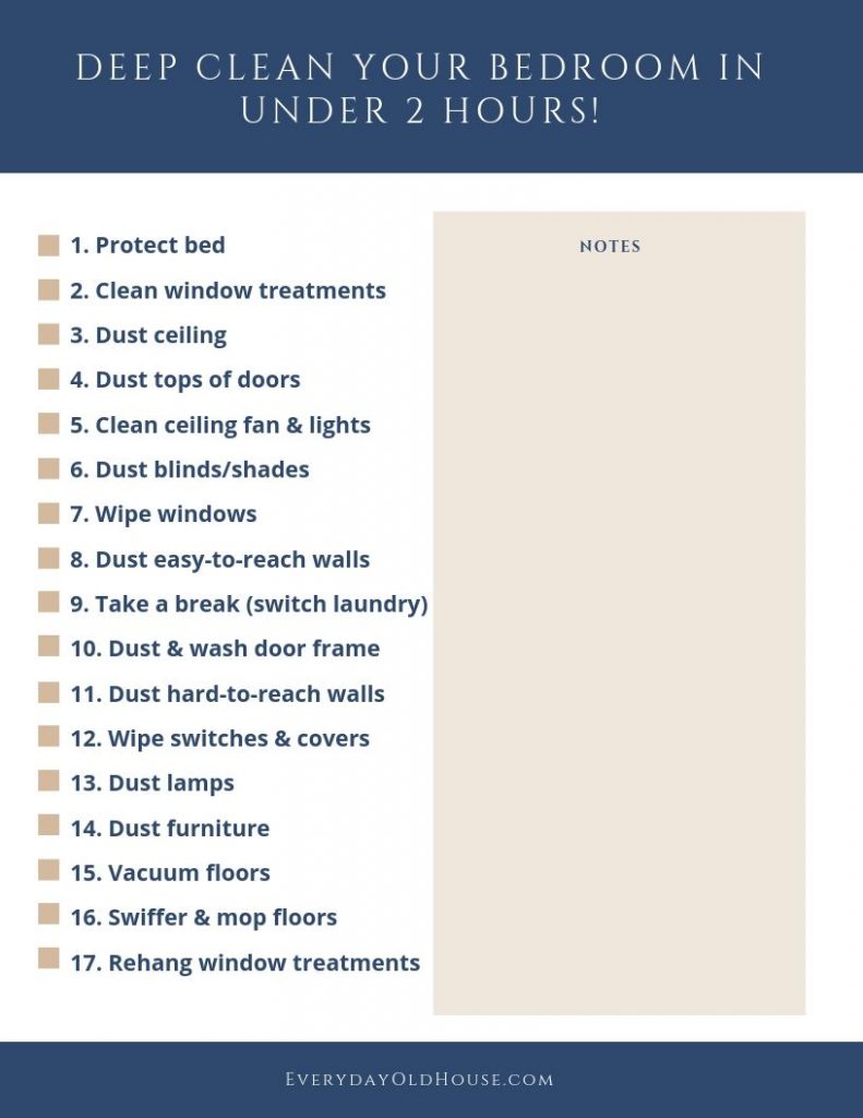 How to Deep Clean a Bedroom in Under 30 Hours [Free Checklist