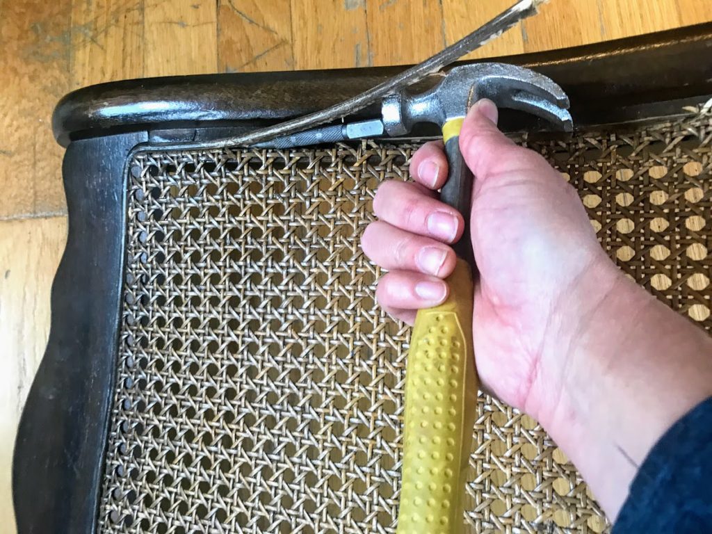 Tutorial - How to Replace Pressed Cane from Antique Chair #easyhomeDIY #canespline #howtocane