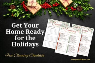 Ready to decorate and host? Use this Christmas Cleaning Checklist to get your home in shape before the holidays! Includes entrance, kitchen, dining room, living room, bathrooms, and guest room tasks—plus space for notes. A helpful printable for anyone wanting a clean, cozy, festive home.