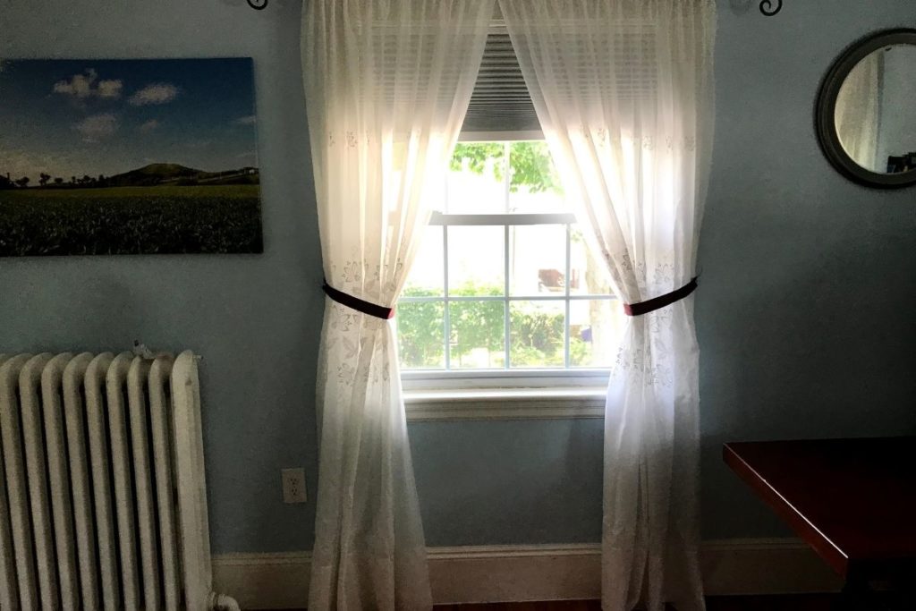 Easily remove mystery stains from white curtains using OxiClean - it works! @oxiclean #mysterystain