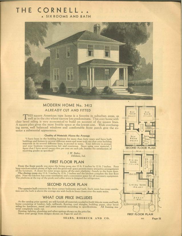 American Foursquare home plan from a Sears kit mail order house catalog