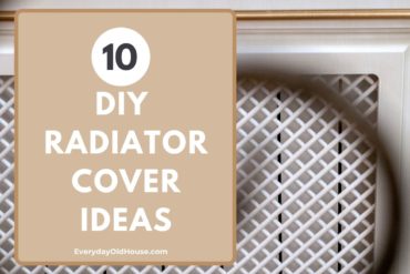 Close up of radiator cover with title "10 DIY Radiator Cover Ideas