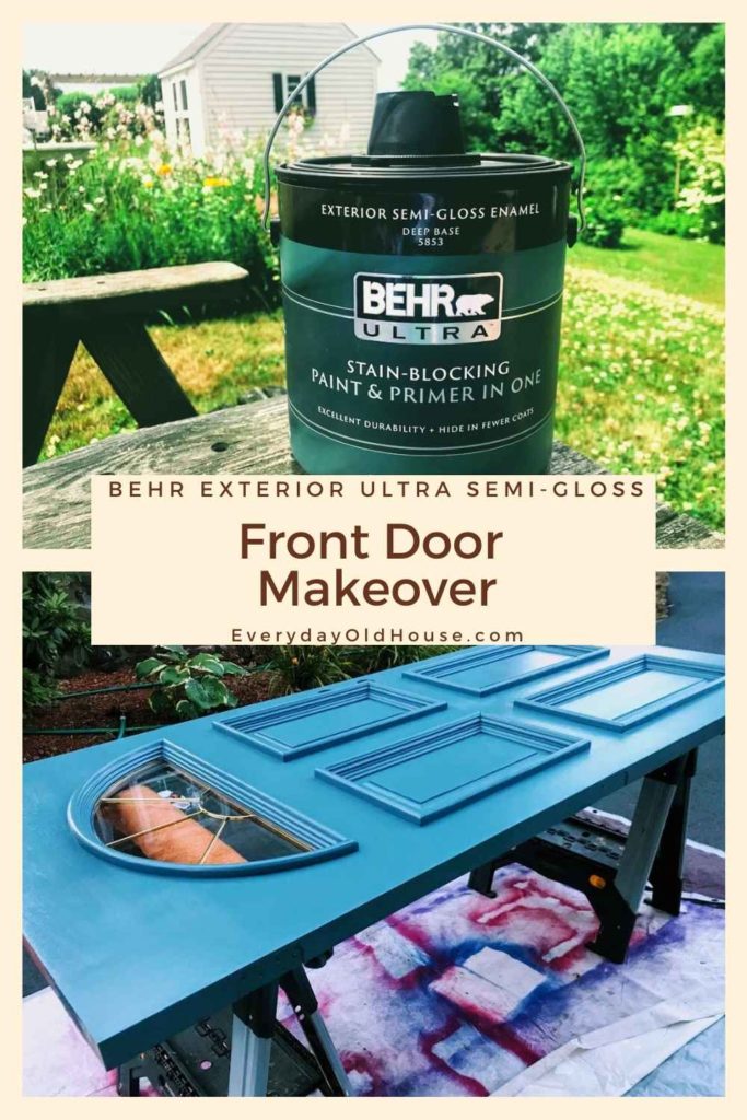 Behr Shipwreck color - Painting your front door is a quick, easy and cost-effective home improvement project that any homeowner can do. Here's how we added a splash of color and increased our curb appeal in one afternoon... #Behrpaint #homeimprovement #frontdoorcolor
