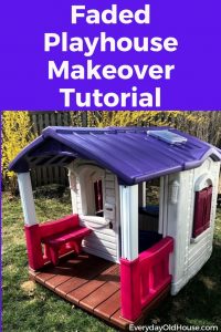 Step by Step Tutorial on Updating a Child's Faded Plastic Playhouse with Rust-Oleum spray paint #recycled #playhouse #frugalDIY