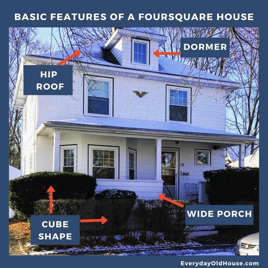4 Exterior Features of an Typical American Foursquare House #foursquarehouse