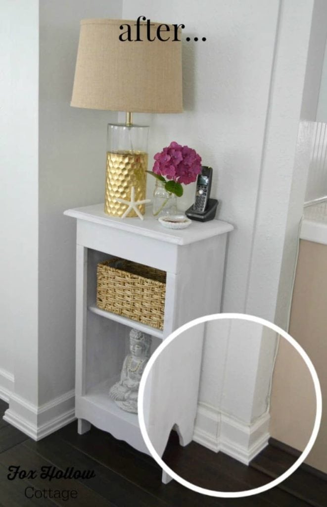 Creative ways to hide electrical cords behind table by FoxHollowCottage.com #homeorganization