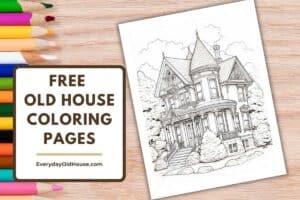 historic and old house coloring page for adults - free download. from colonials to Victorian to Craftsman to mid-century modern