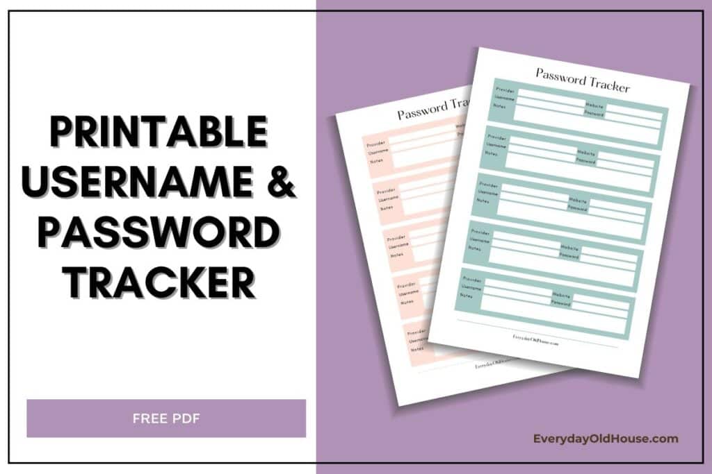 free printable username and password manager or tracker