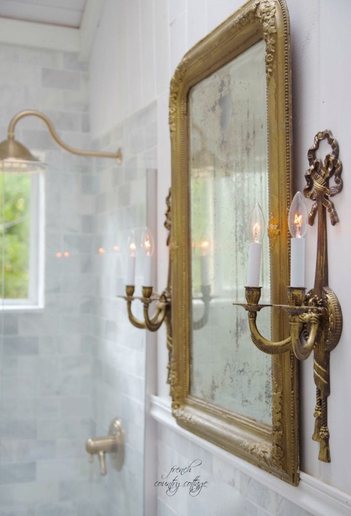 Victorian-inspired mirror and lighting from Courtney at French Country Cottage blog.