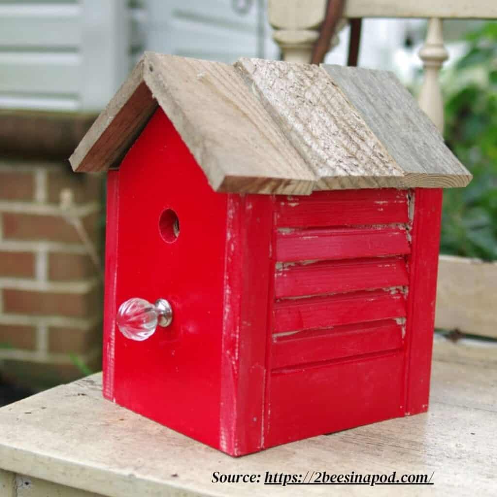 vintage glass doorknob repurposed as bird house.  https://createandbabble.com/