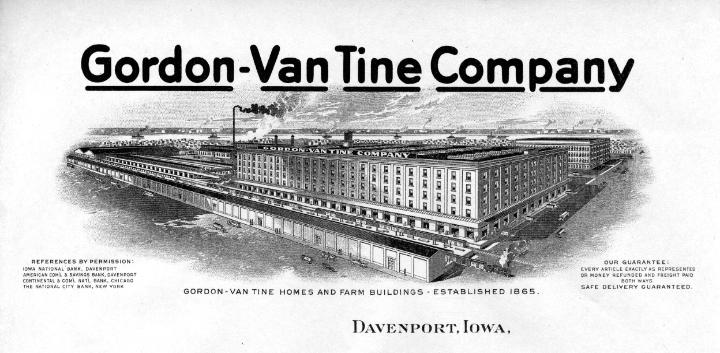 Gordon-Van Tine Davenport Iowa headquarters Taken from gordonvantine.com (through waybackmachine.com). On company letterhead