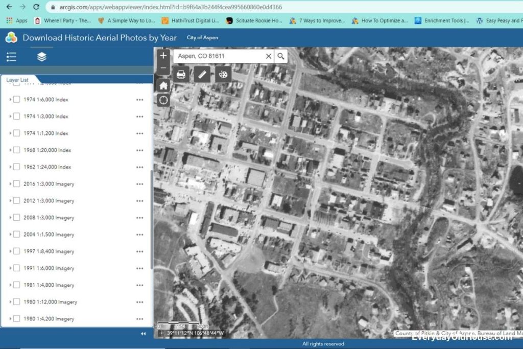 ArcGIS with Historic Aerial Photos of Aspen CO