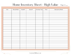 Free Printable Household Inventory List (25 page pdf) - Everyday Old House