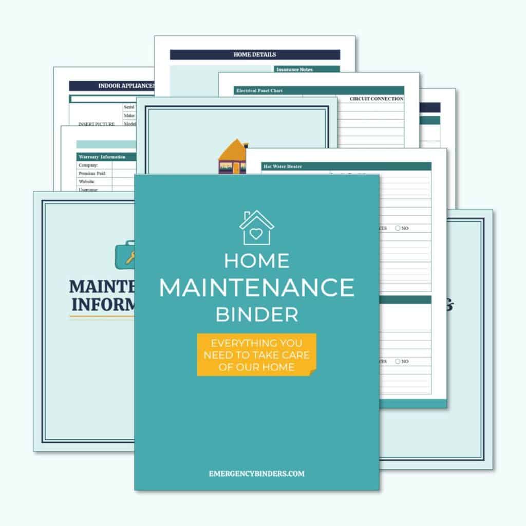 illustration of home maintenance binder for sale on emergencybinders.com, which should be a homeowner new year's resolution
