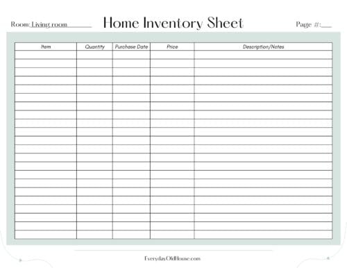 Free Printable Household Inventory List (25 page pdf) - Everyday Old House