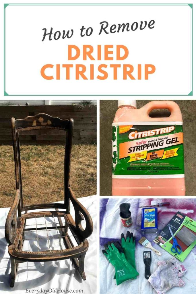 Citristrip stripping gel is amazing - unless you leave it on too long. Here's how I fixed my mistake and removed dried up Citristrip from my vintage chair #Citristrip #vintagechair