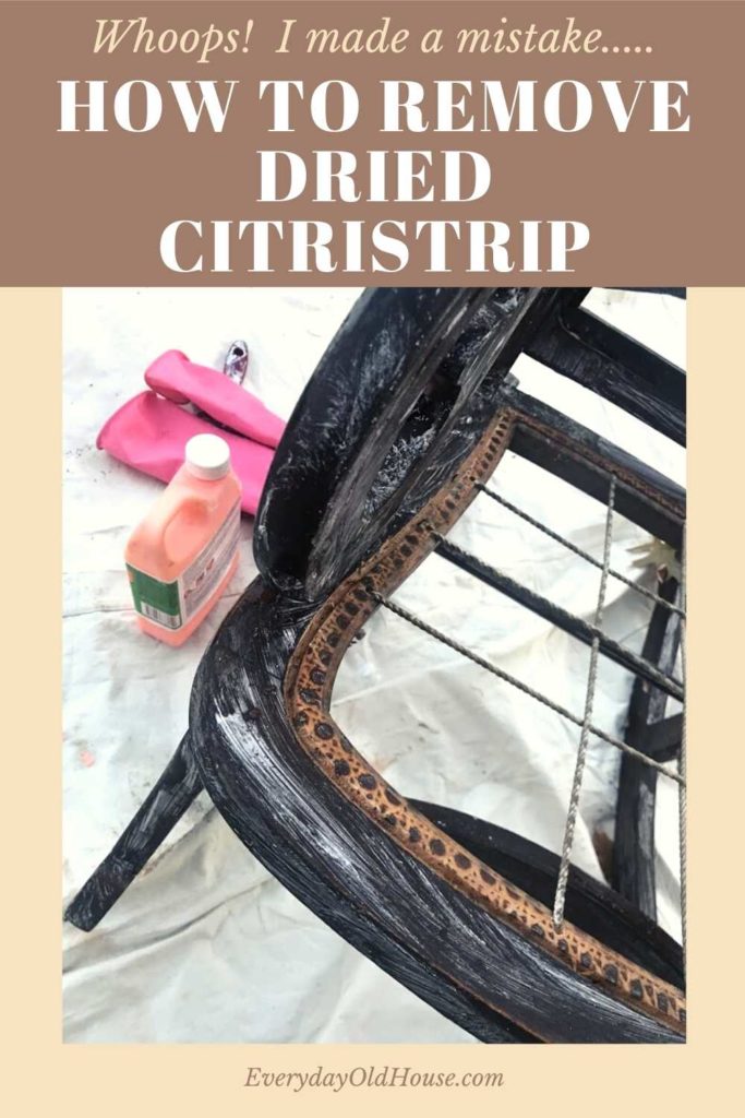I'm a huge fan of Citristrip stripping gel. But one time I left it on too long - yikes! Here's what I did to remove caked-on, dried Citristrip from my furniture #Citristrip #DIYmistakes
