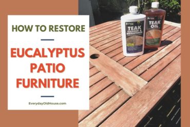 Learn how to restore weathered grey eucalyptus outdoor furniture and looking like brand new in 3 easy steps! #starbriteinc #eucalyptusfurniture