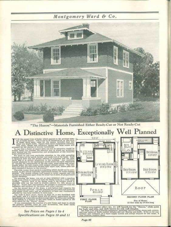 Huron Wardway Homes mail order catalog - Foursquare House Kits. Courtesy of archive.org, 1924