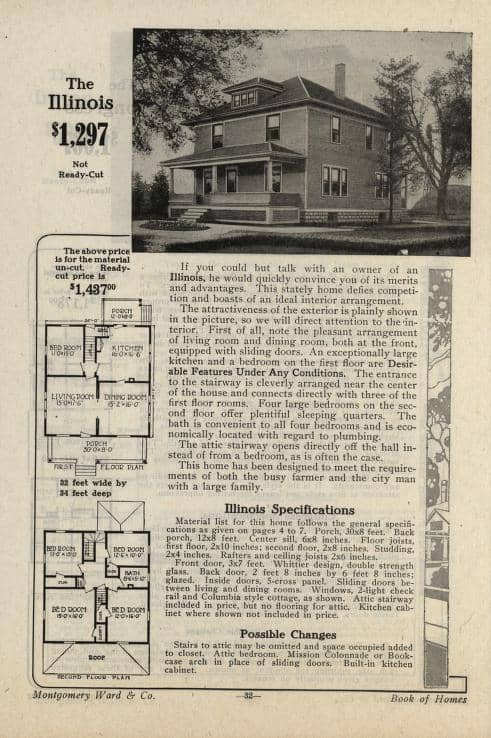 Illinois Wardway Homes mail order catalog - Foursquare House Kits. Courtesy of archive.org, 1917