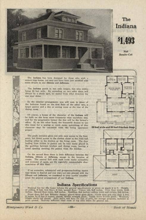 Indiana Wardway Homes mail order catalog - Foursquare House Kits. Courtesy of archive.org, 1917