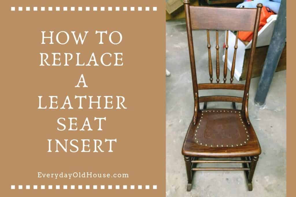 Have an antique wooden chair with a ripped or missing leather seat insert? Follow this step-by-step DIY Guide to replace this seat with a new fiberboard seat #antiquechairrepair #leatherseatrip