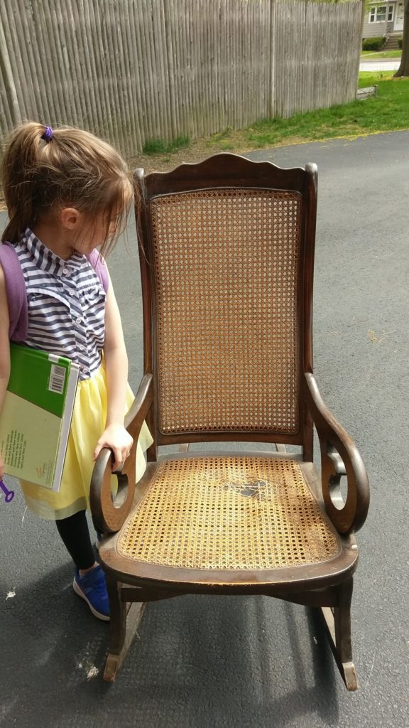 Lincoln style antique rocking chair I picked up for free to restore for my little one! Watch the transformation.