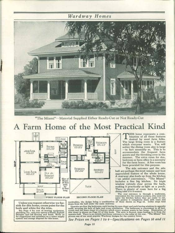 Miami Wardway Homes mail order catalog - Foursquare House Kits. Courtesy of archive.org, 1924
