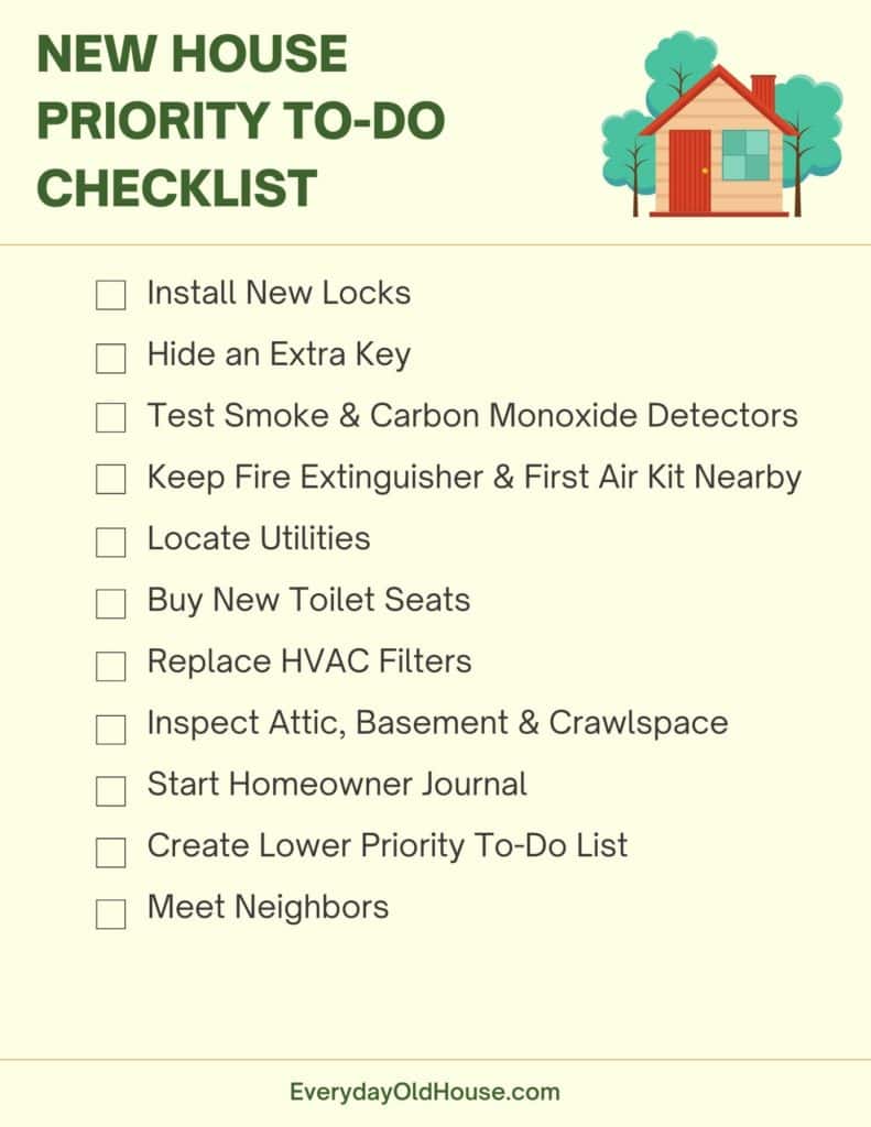 Printable Move In Priority To Do Checklist For New Home Everyday Old 