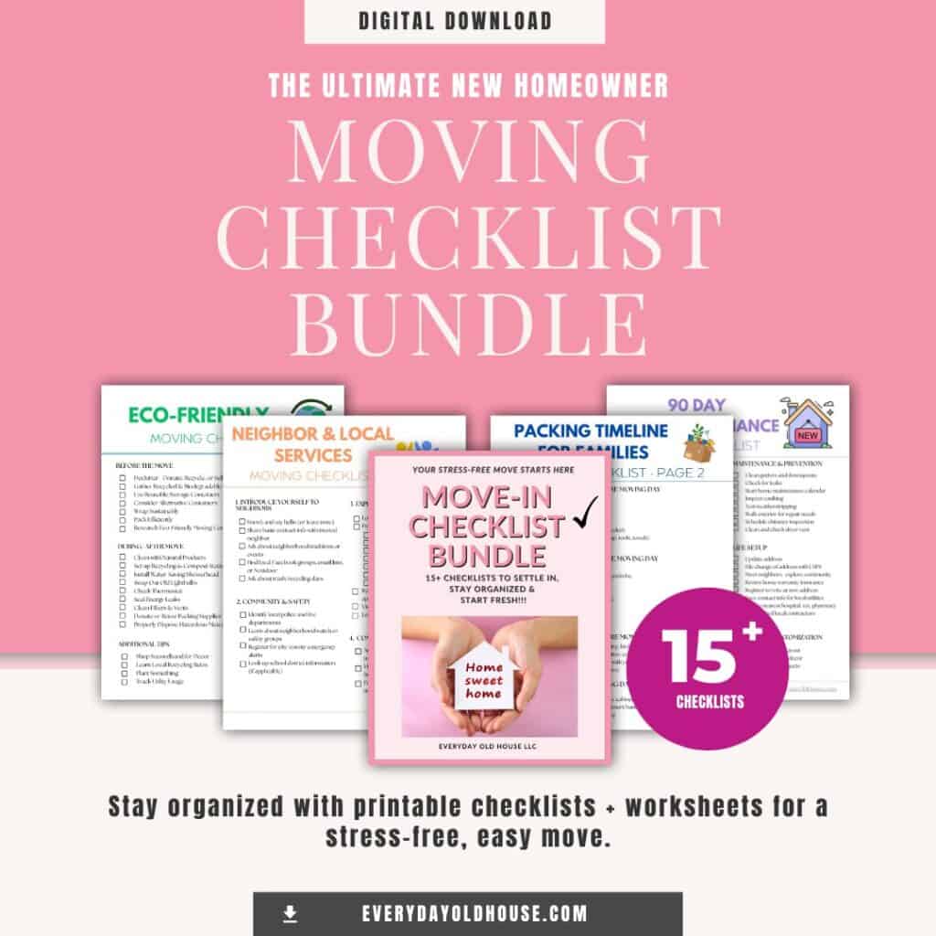 Printable pdfs The Ultimate New Homeowner Moving Checklist Bundle (with Bonus Worksheets)
