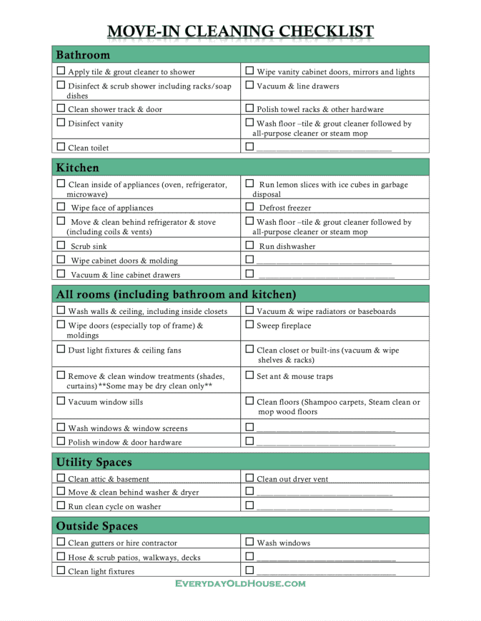 move out cleaning checklist pdf