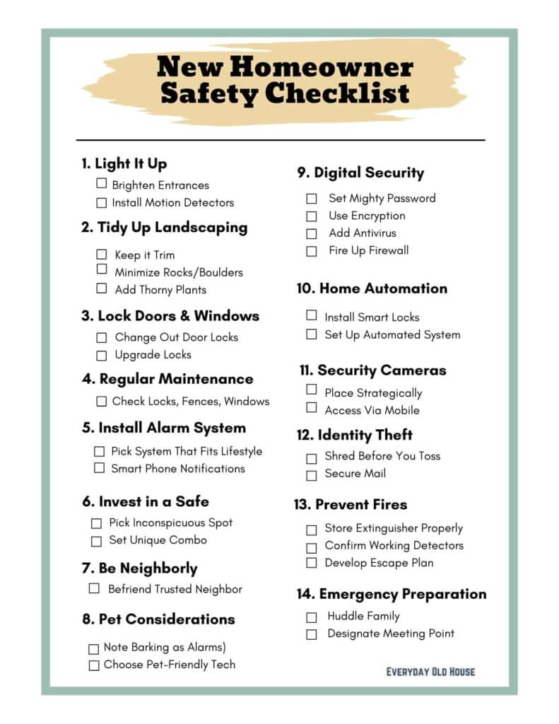 pdf checklist with 1 safety tips for new homeowners