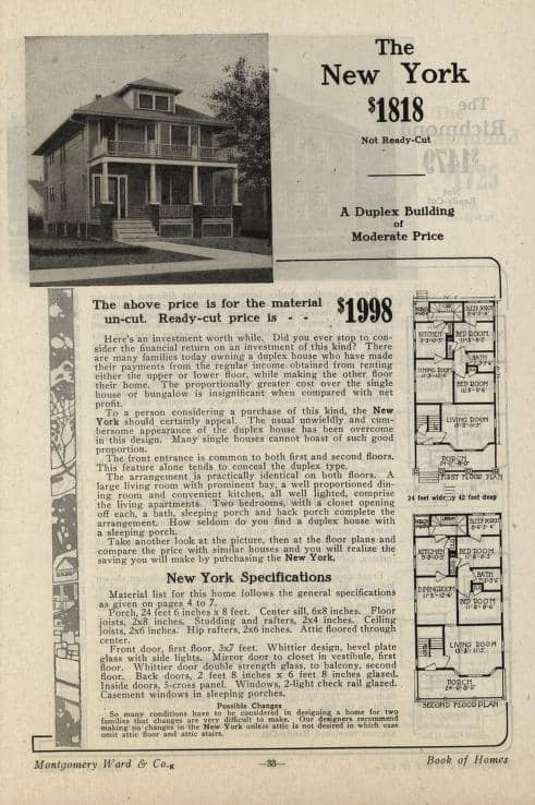 New York Wardway Homes mail order catalog - Foursquare House Kits. Courtesy of archive.org, 1917
