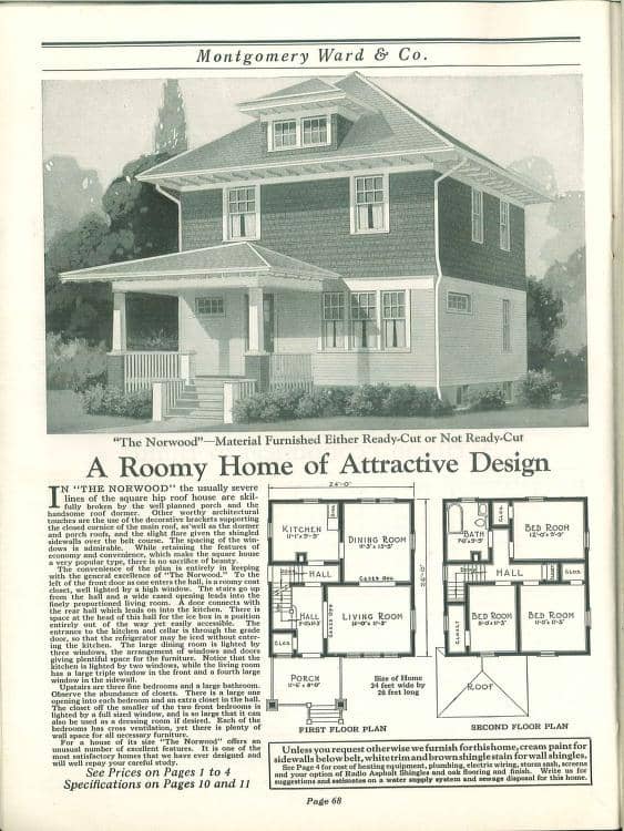 Norwood Wardway Homes mail order catalog - Foursquare House Kits. Courtesy of archive.org, 1924