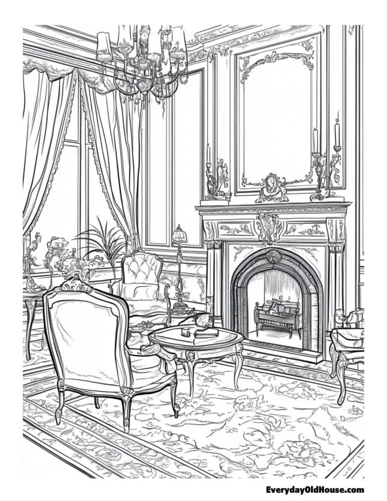 historic and old house coloring page for adults - free download. from colonials to Victorian to Craftsman to mid-century modern