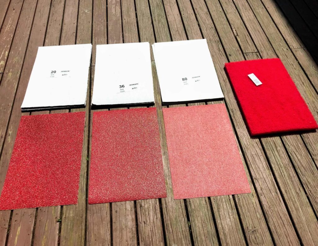 Varying grit paper size for orbital deck and floor sander