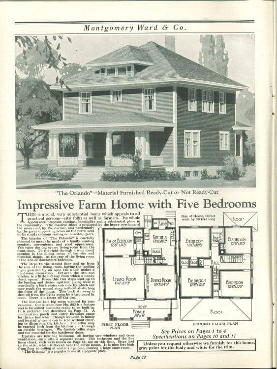 Orlando Wardway Homes mail order catalog - Foursquare House Kits. Courtesy of archive.org, 1924