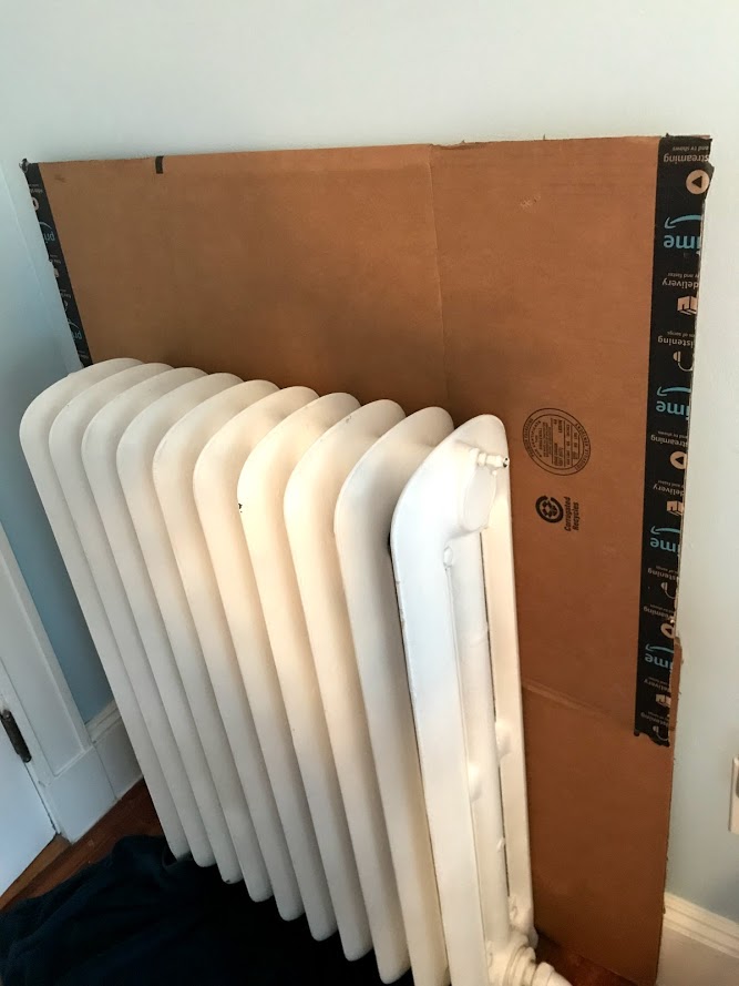 Place a cardboard box between cast iron radiator and the wall #cleaninghacks #amazonbox