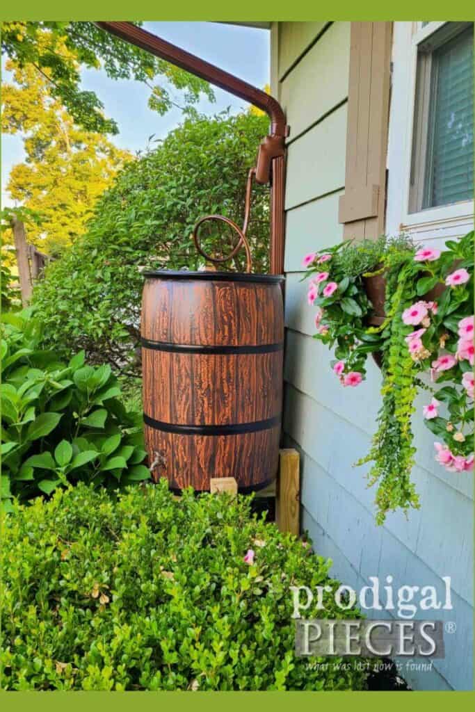 painting rain barrels to make them more attractive with curb appeal