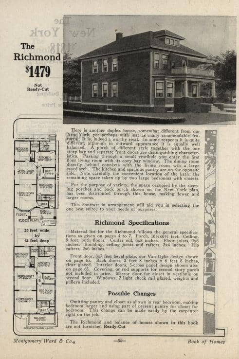 Richmond Wardway Homes mail order catalog - Foursquare House Kits. Courtesy of archive.org, 1917