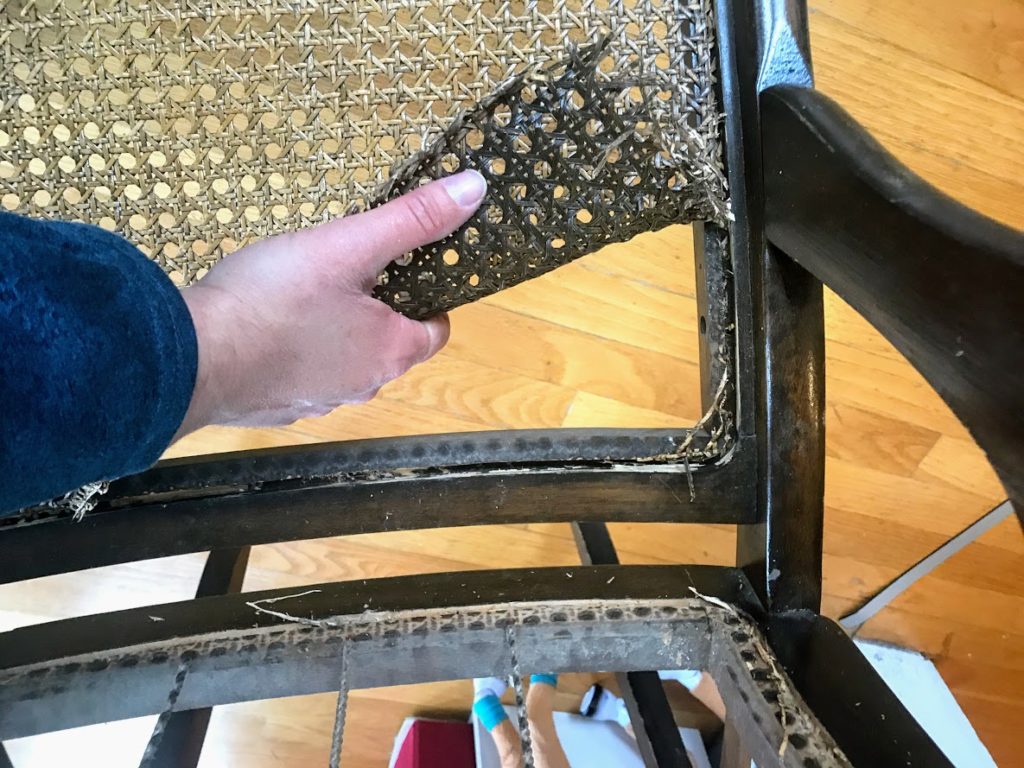 How to Remove Pressed Cane from Antique Furniture #easyhomeDIY #furniturerestoration #chaircane